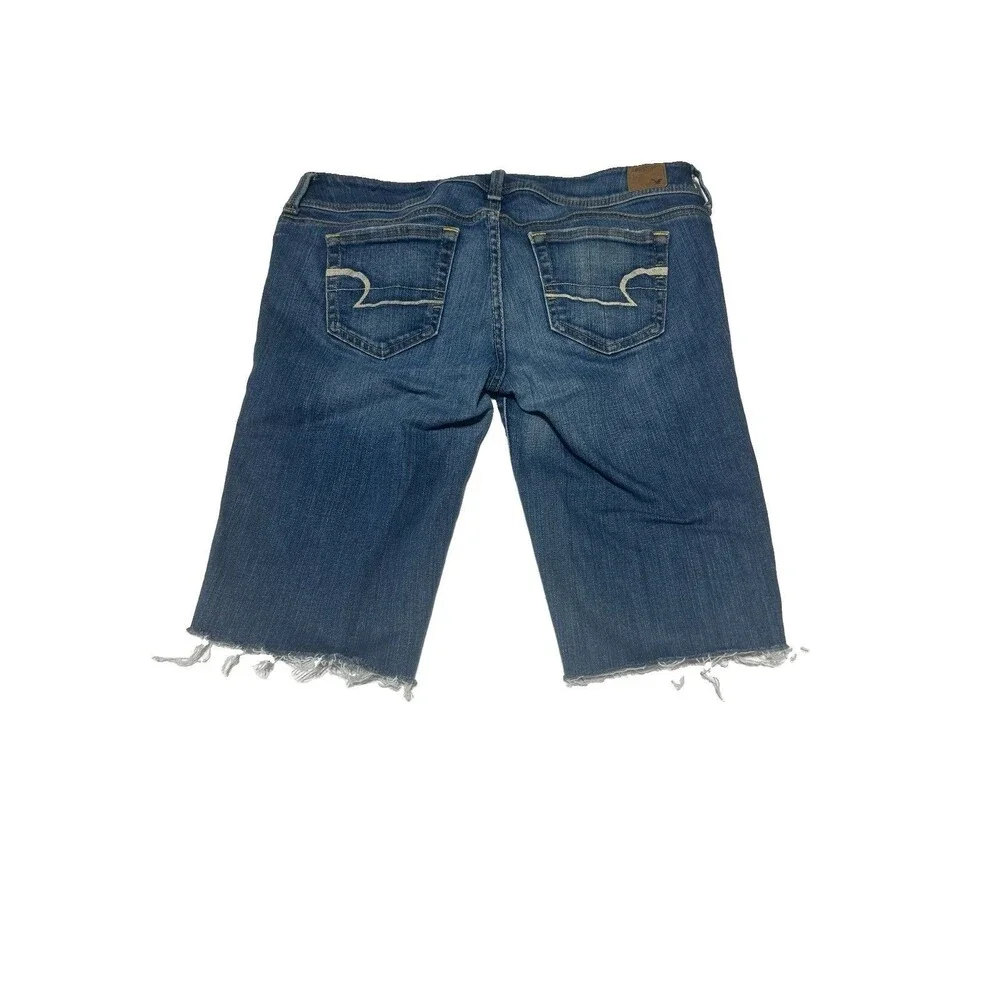 American Eagle Women's Slim Boot Raw Hem Denim Shorts Size 8